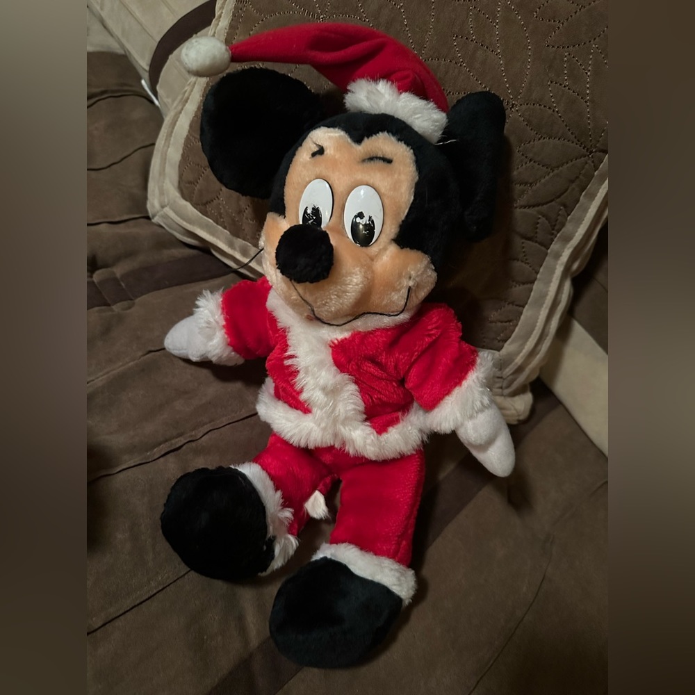 12" VINTAGE DISNEY MICKEY MOUSE CHRISTMAS HOLIDAY STUFFED ANIMAL PLUSH TOY DOLL